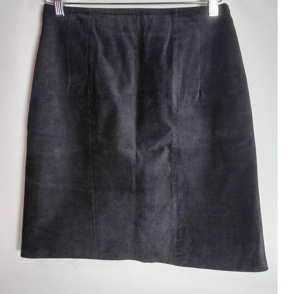 Winlit Genuine Leather Skirt Black Lined Women See Measurements